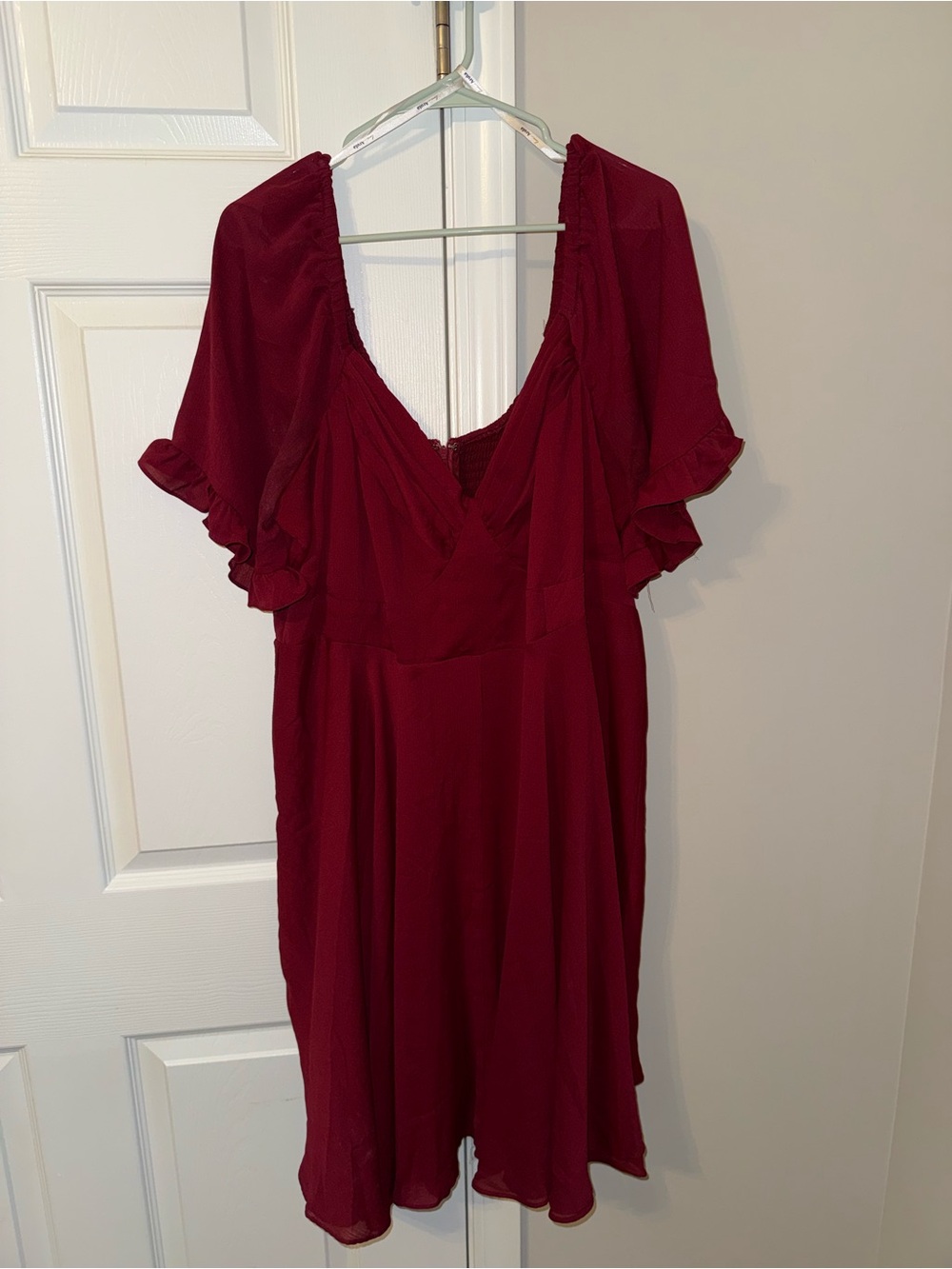 V-Neck Flutter Sleeve Dress